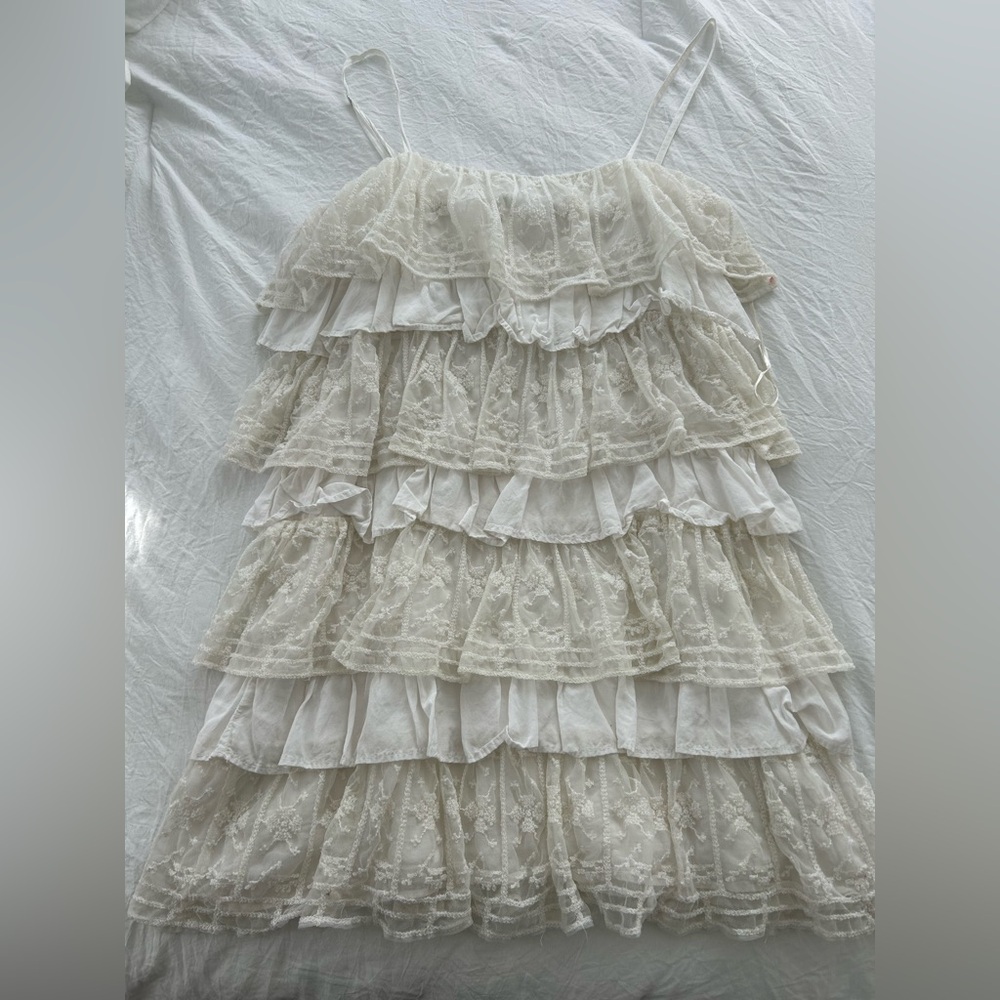 White Zara ruffle dress